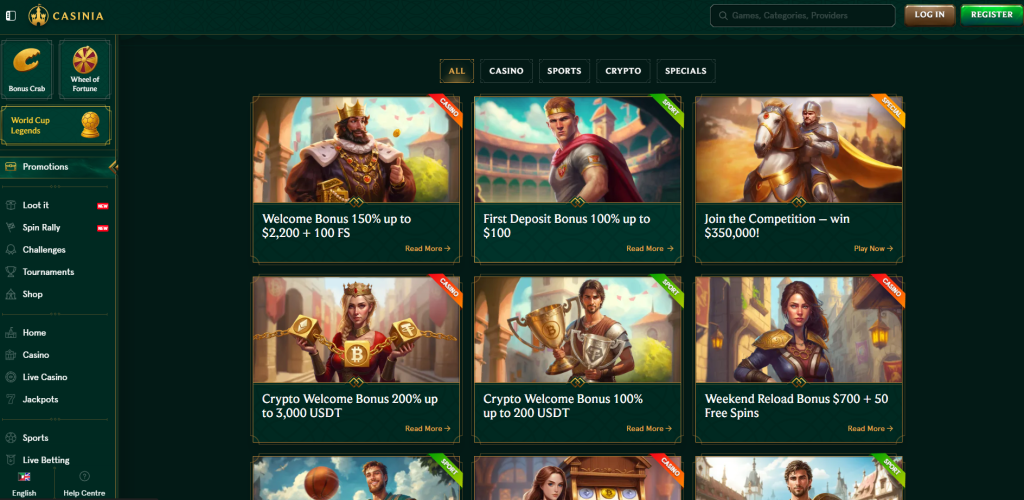 Casinia Casino Review All Bonuses and free spins