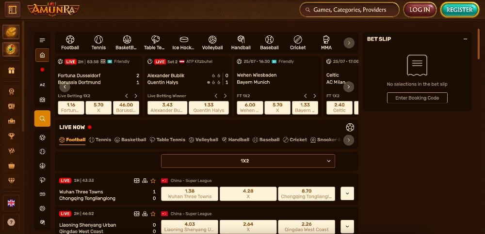 AmunRa UAE Casino homepage ancient egyptian theme